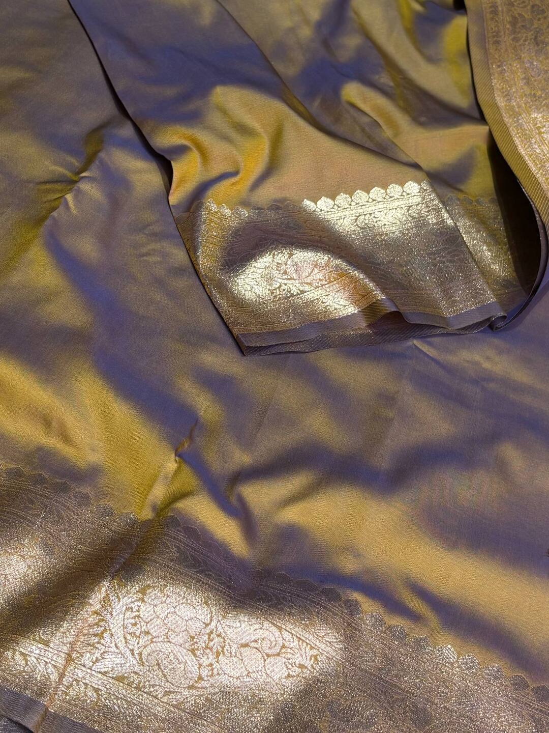 Dual Greenish Blue Cotton Silk Saree