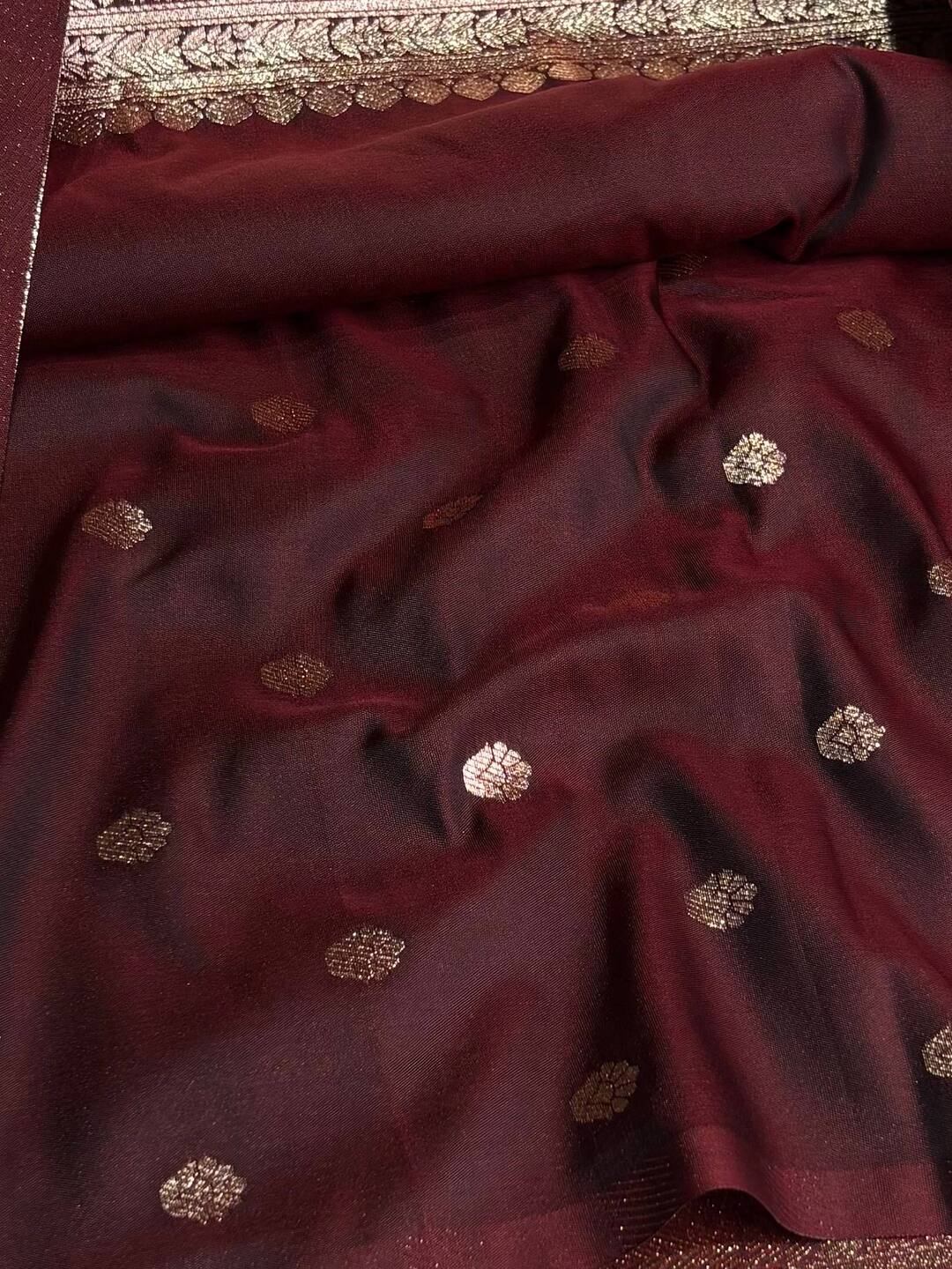 Maroon Cotton Silk Saree