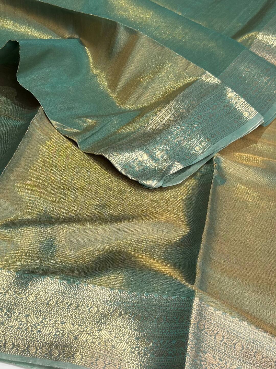 Golden Green Banaras Tissue Silk Saree