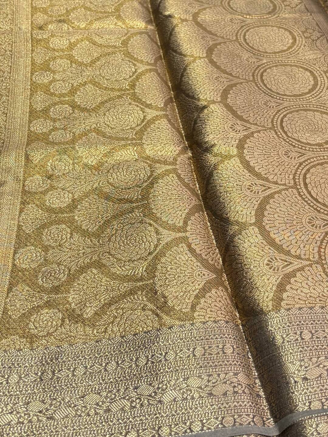 Golden Brown Banaras Tissue Silk Saree