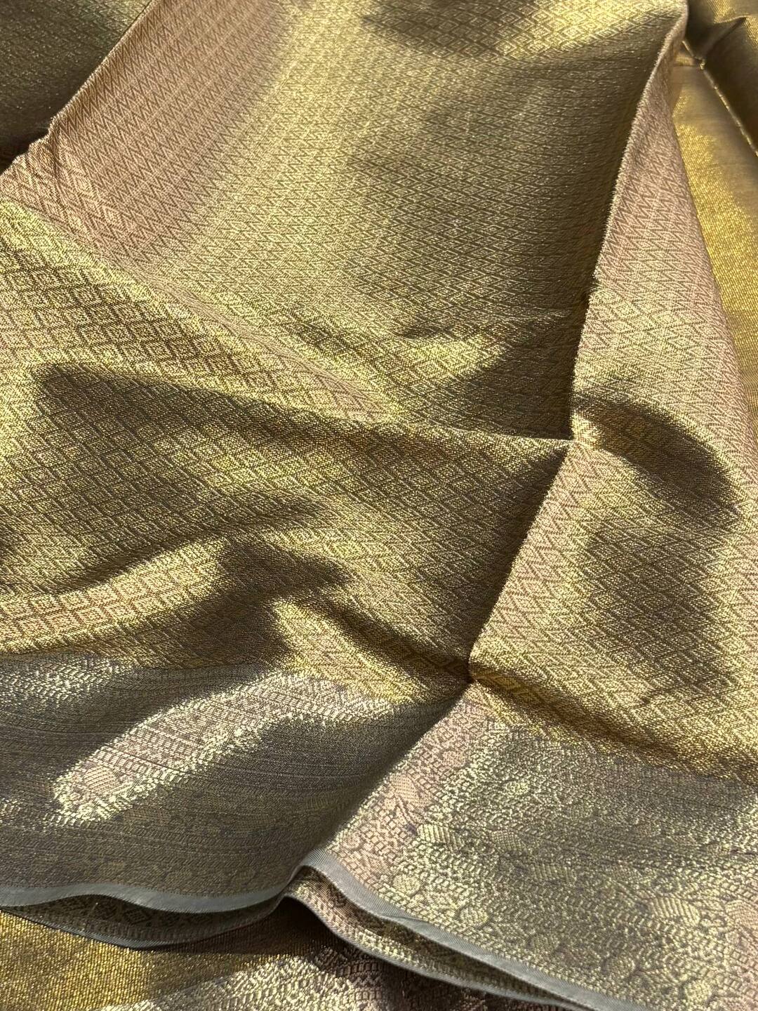 Golden Brown Banaras Tissue Silk Saree