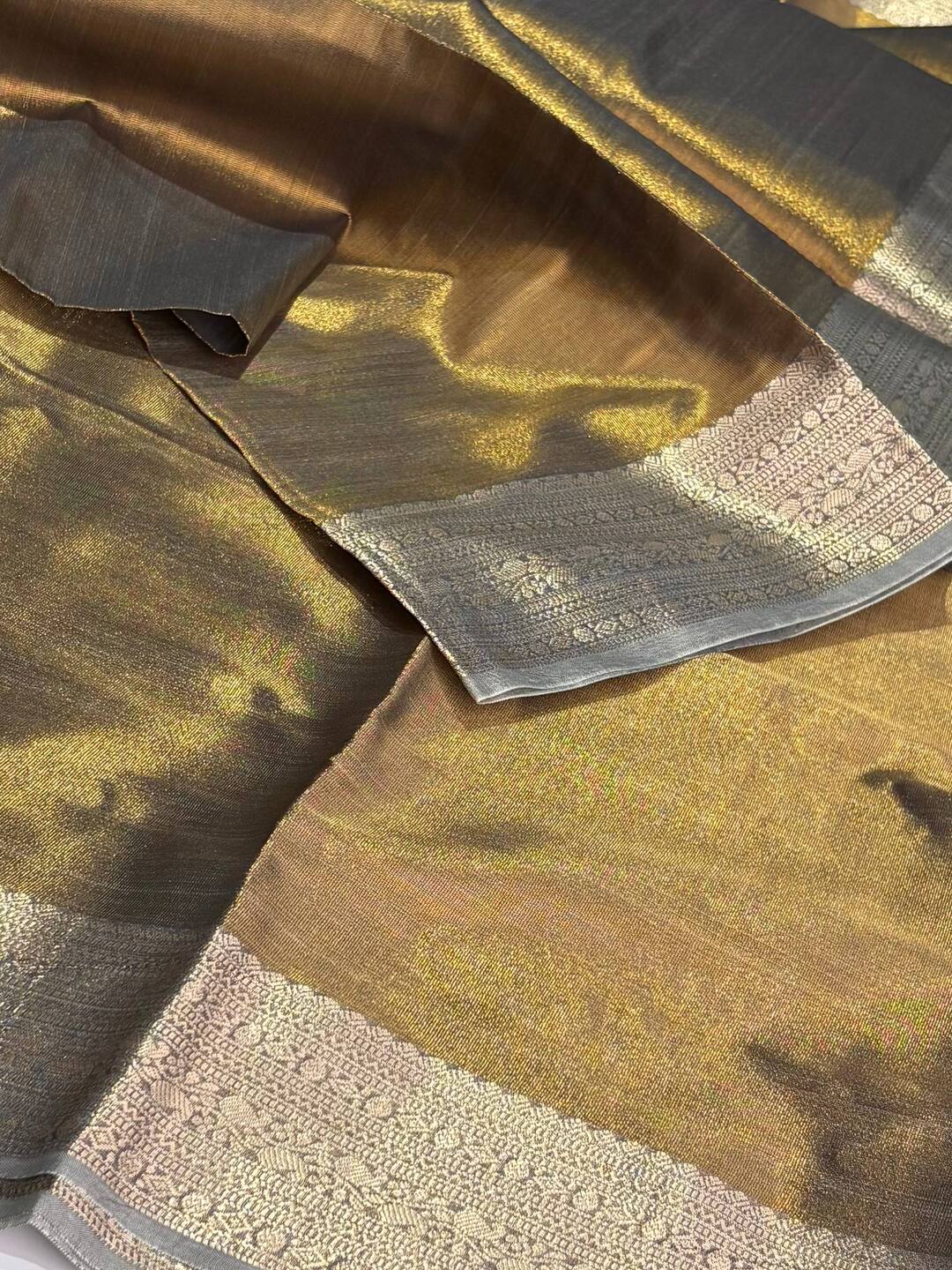 Golden Brown Banaras Tissue Silk Saree