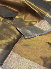 Golden Brown Banaras Tissue Silk Saree