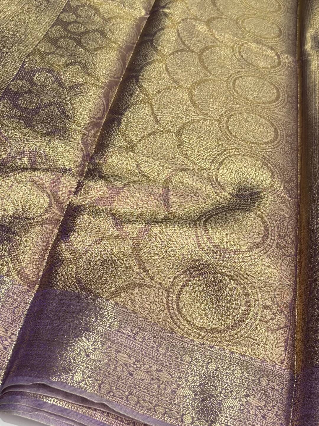 Golden Purple Banaras Tissue Silk Saree