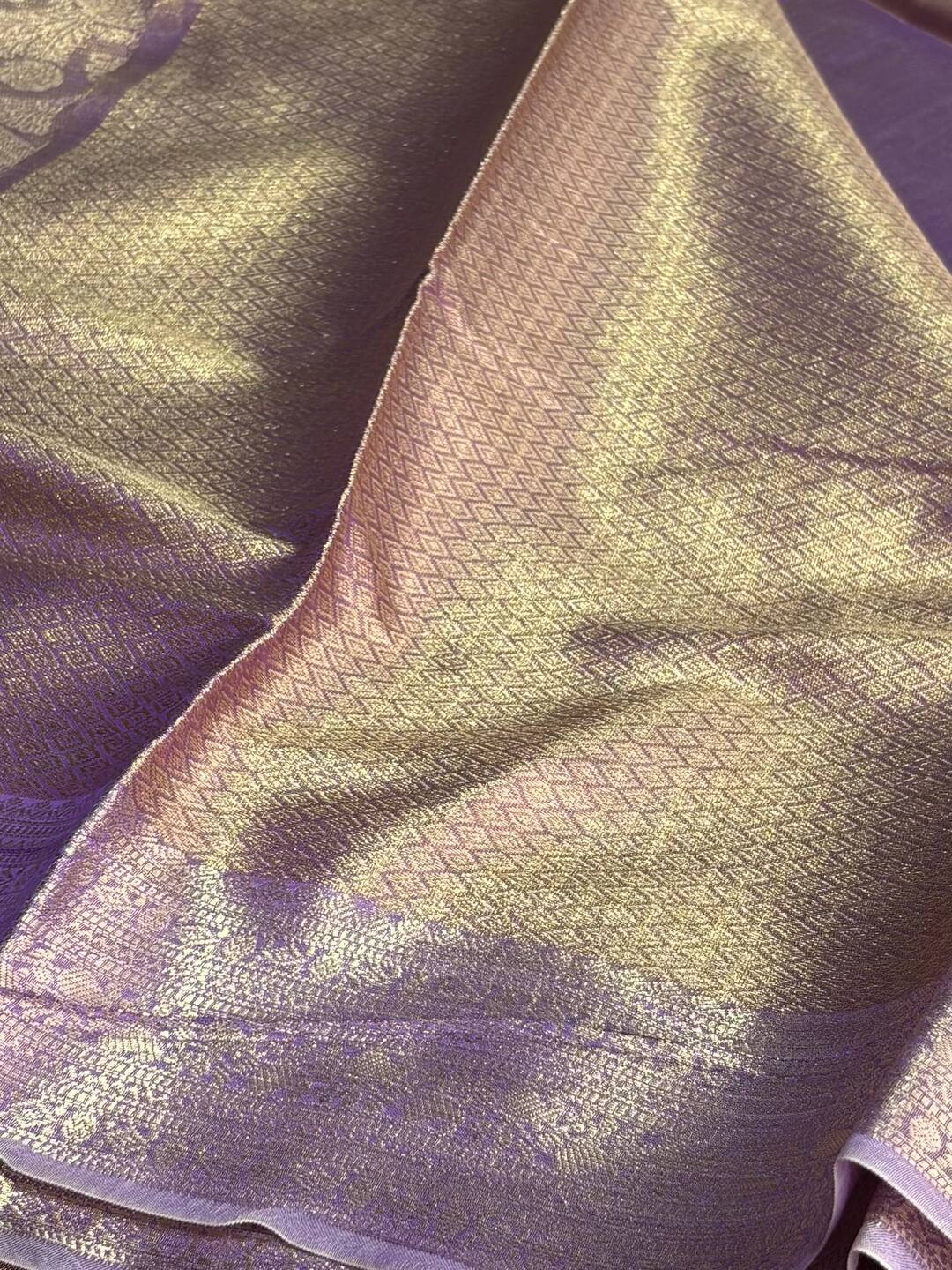 Golden Purple Banaras Tissue Silk Saree