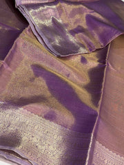 Golden Purple Banaras Tissue Silk Saree