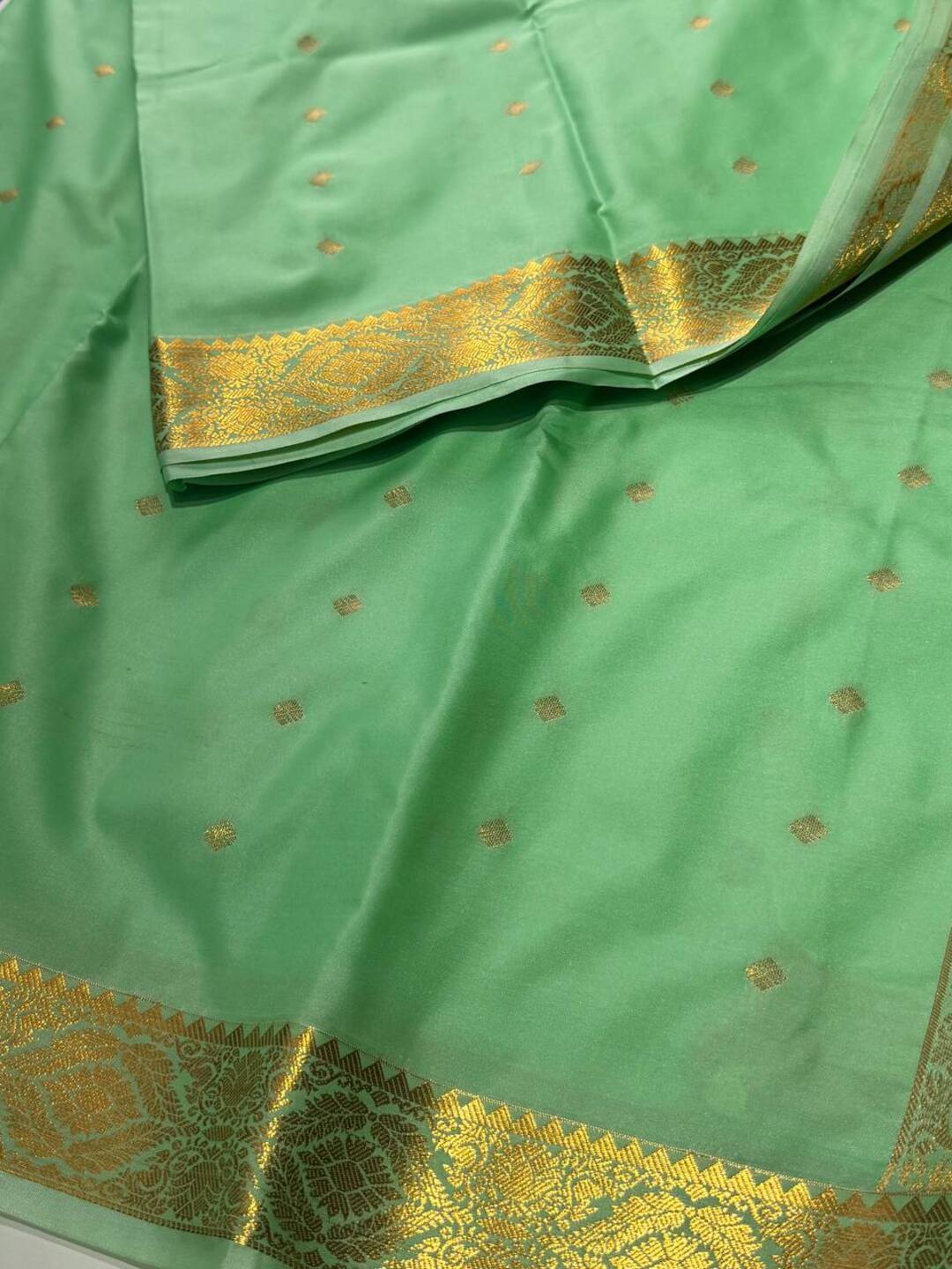 Mint Green Cotton Silk Saree