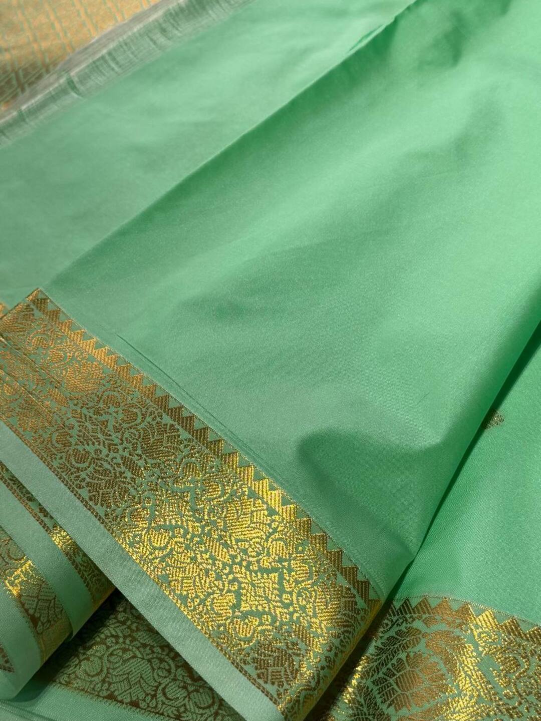 Mint Green Cotton Silk Saree