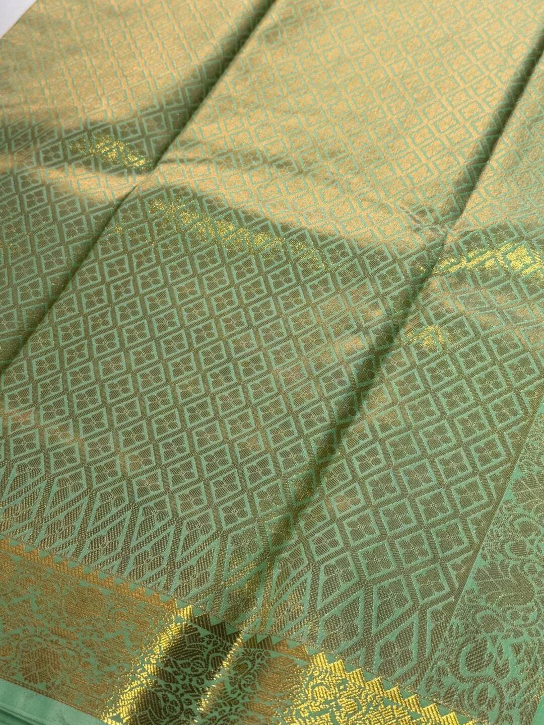 Mint Green Cotton Silk Saree