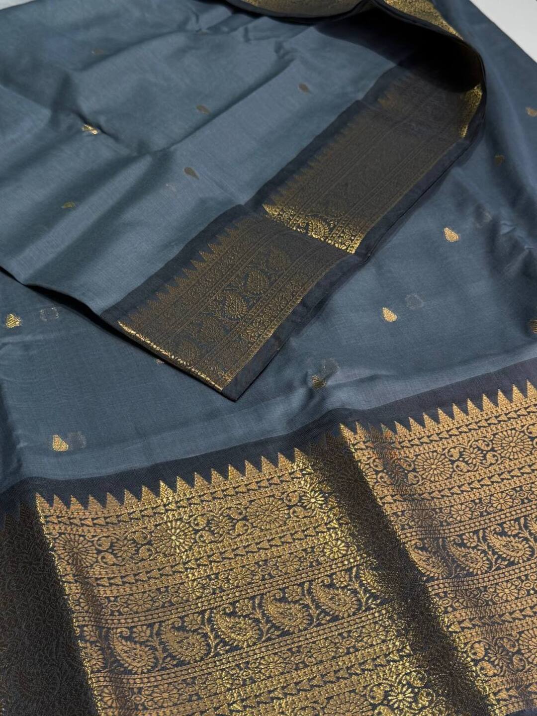 Grey Soft Cotton Saree