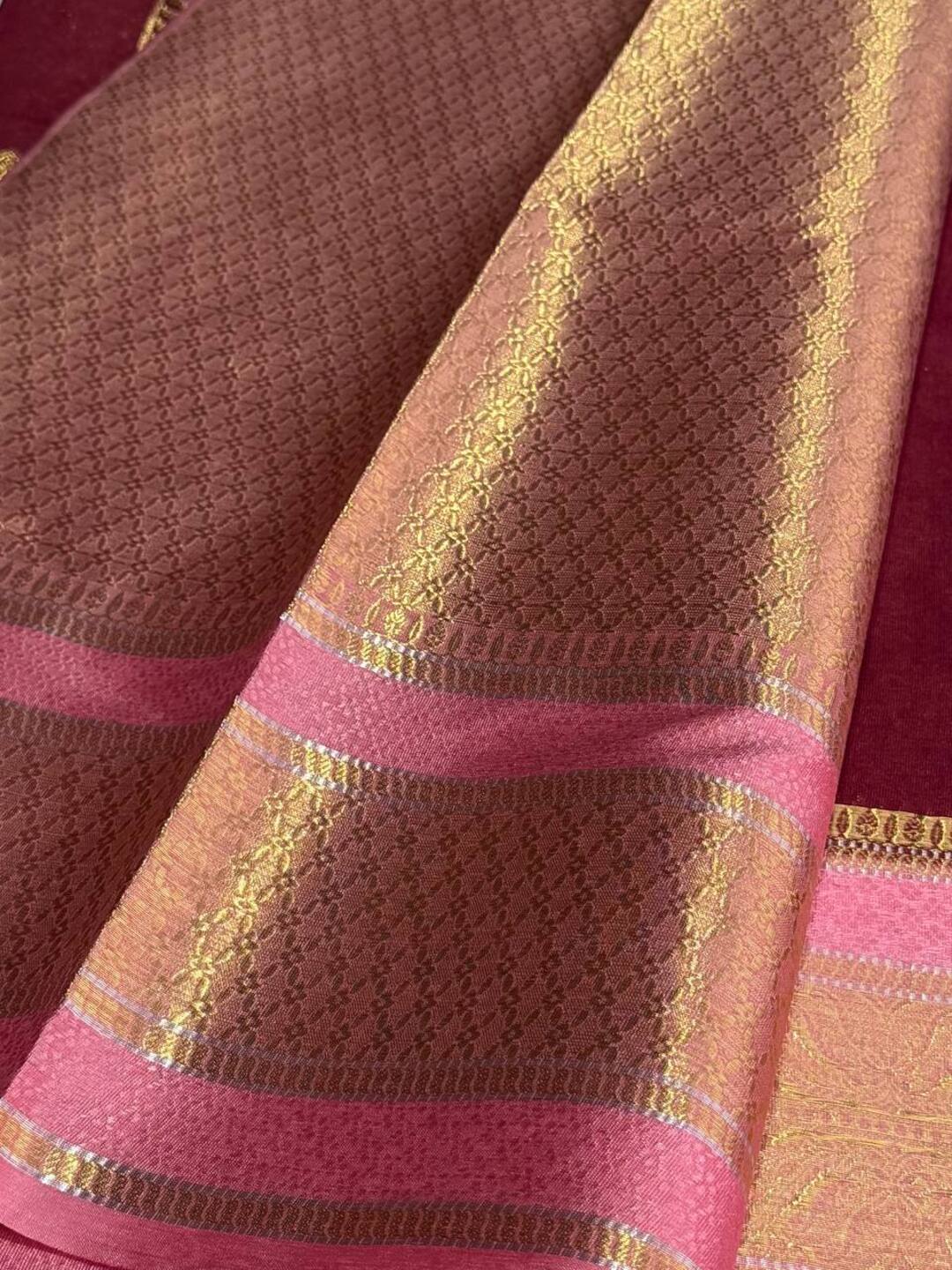 Burgundy Banaras Cotton Silk Saree
