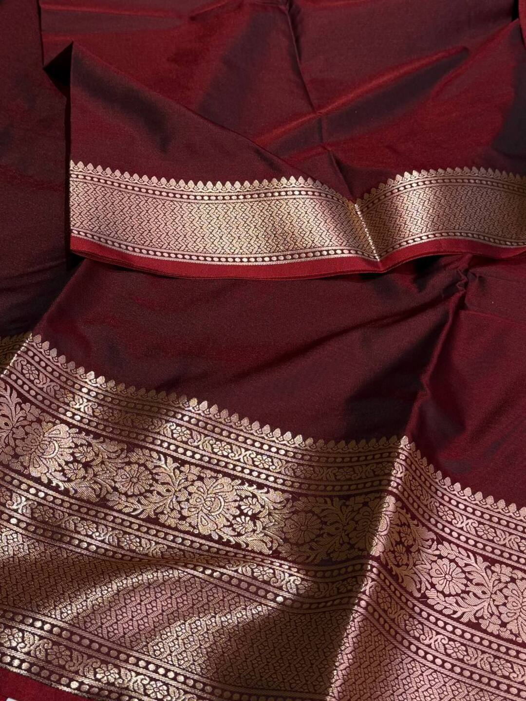 Maroon Banaras Cotton Silk Saree