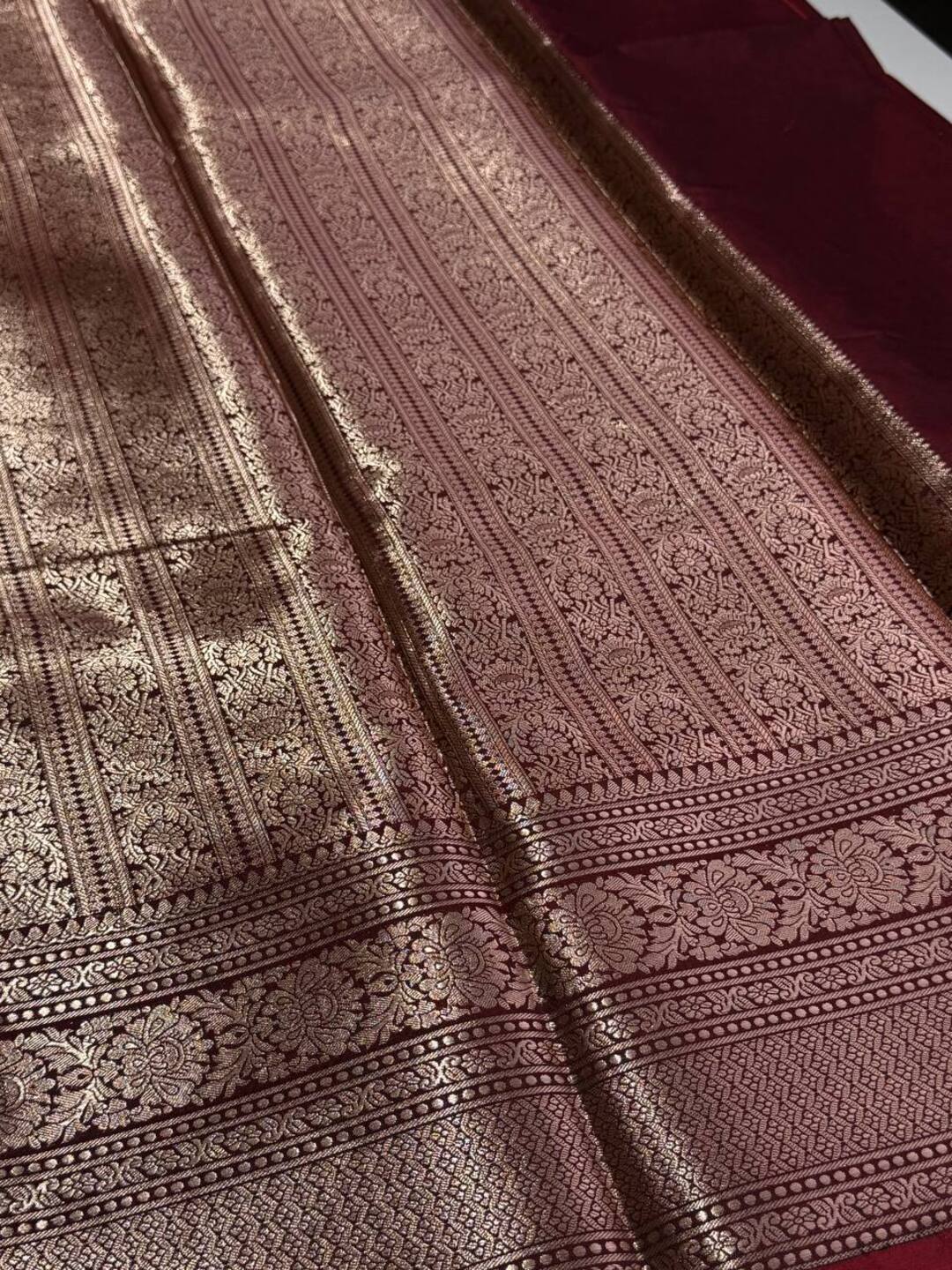 Maroon Banaras Cotton Silk Saree