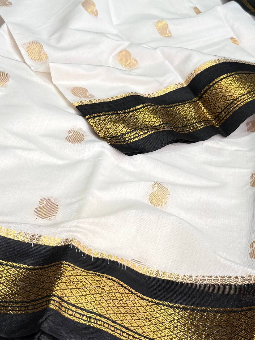 Off White Soft Cotton Saree