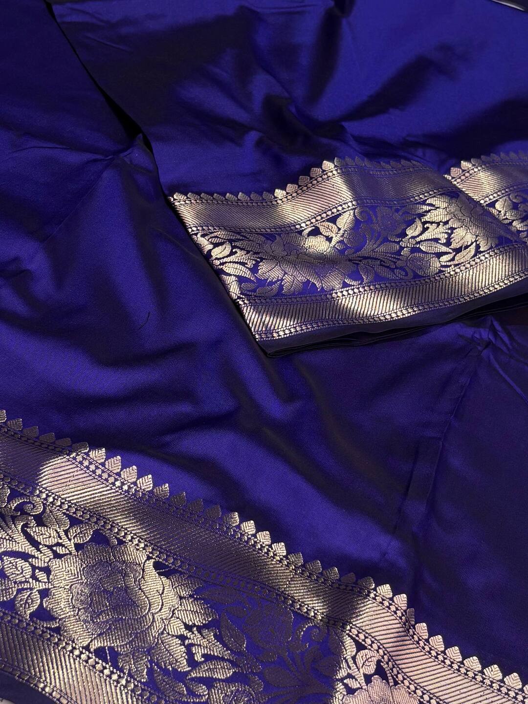 Navy Blue Cotton Silk Saree
