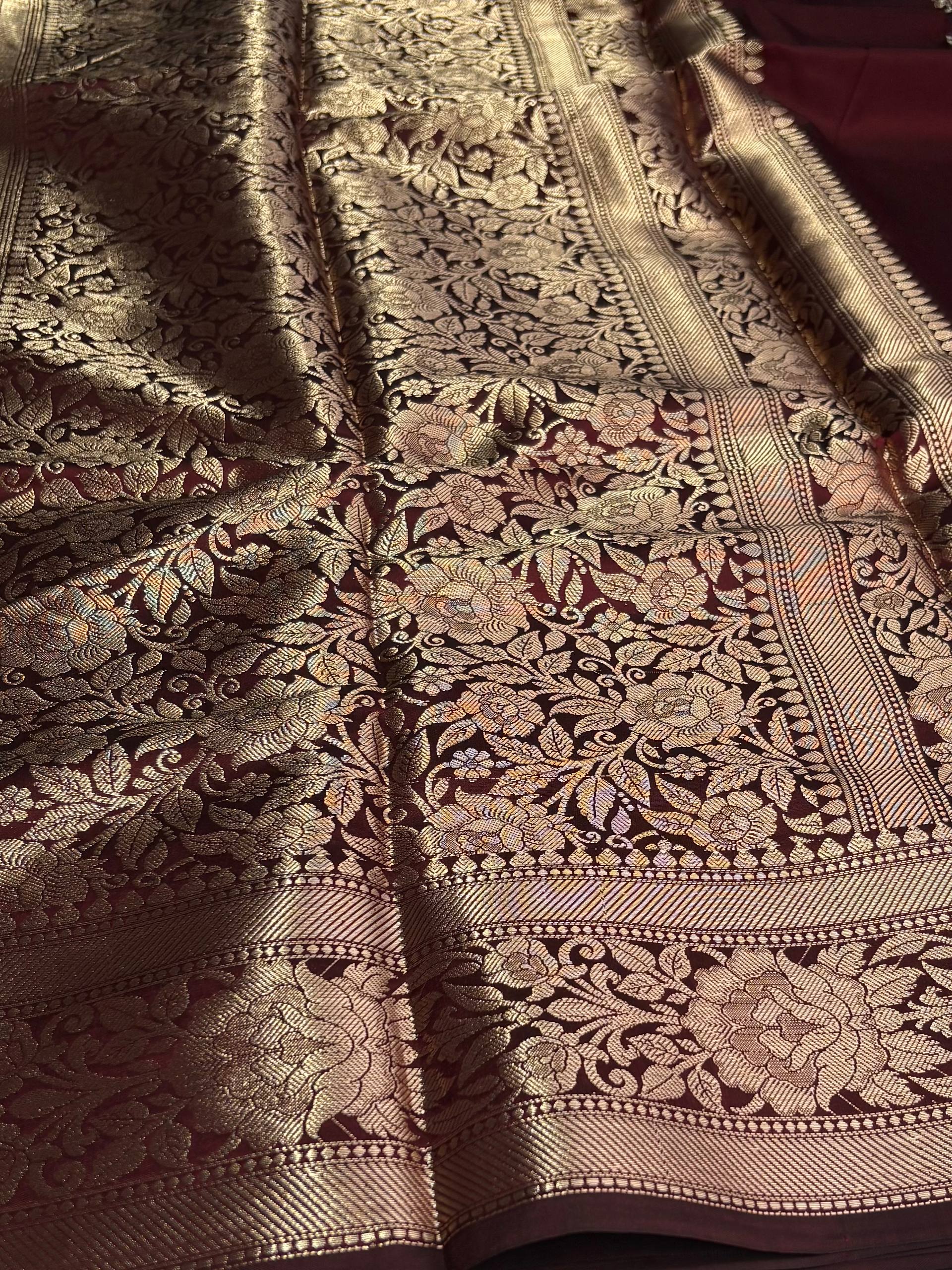 Maroon Cotton Silk Saree