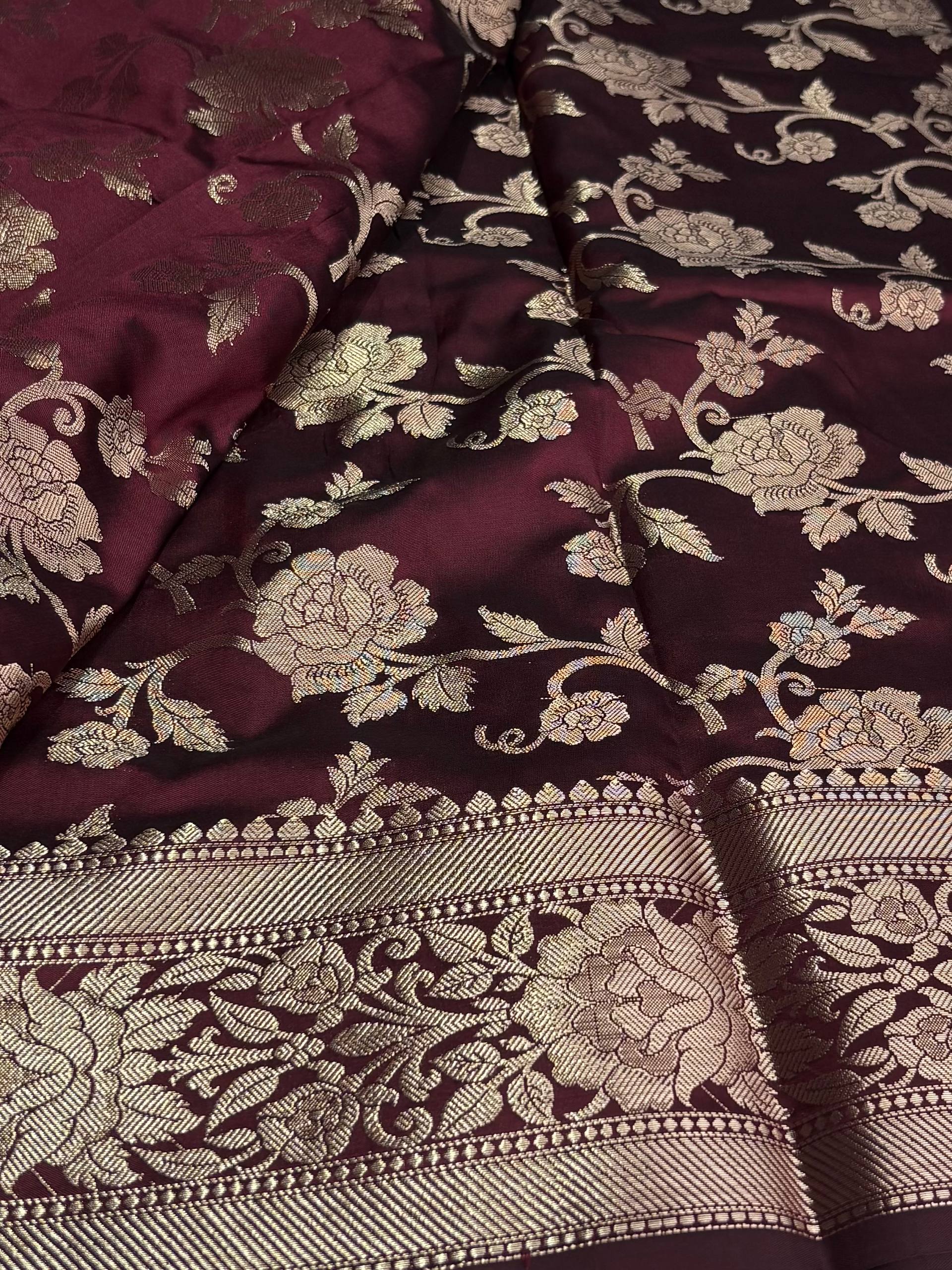 Maroon Cotton Silk Saree
