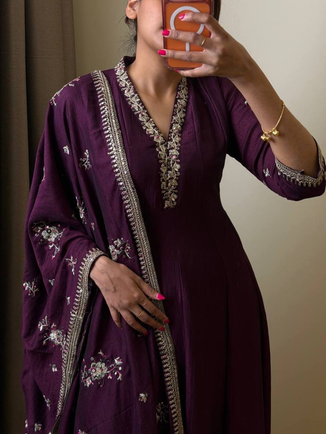 Royal Purple 3pc Anarkali Suit