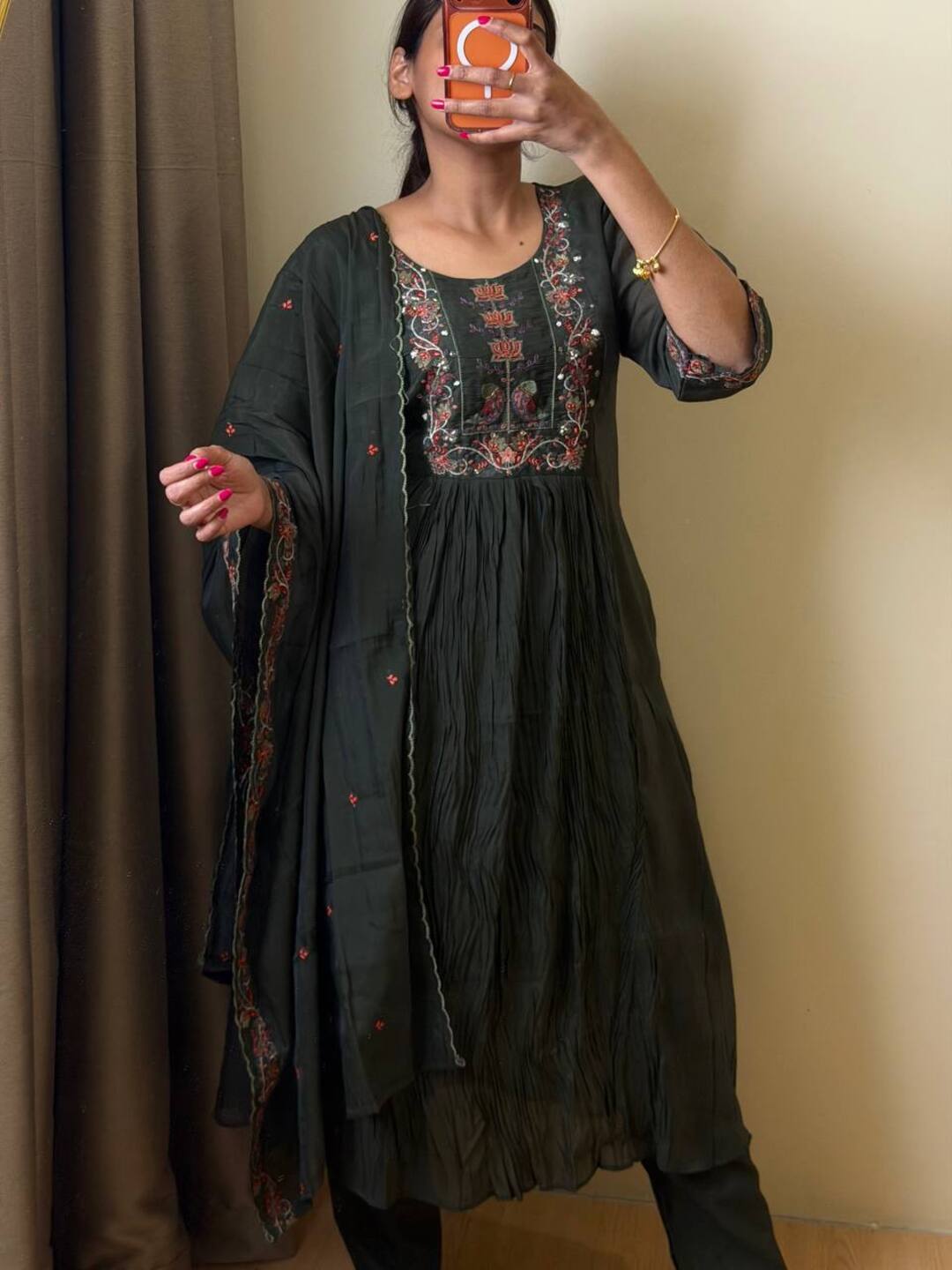 Deep Olive Green 3pc Kurti Suit