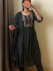 Deep Olive Green 3pc Kurti Suit