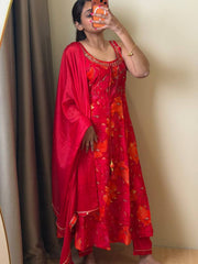 Red 3pc Kurti Suit