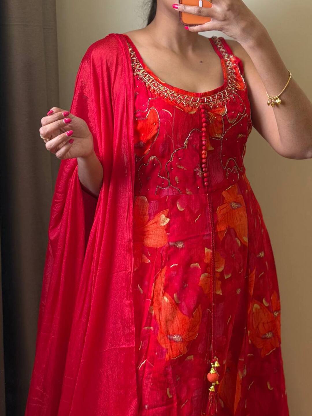 Red 3pc Kurti Suit