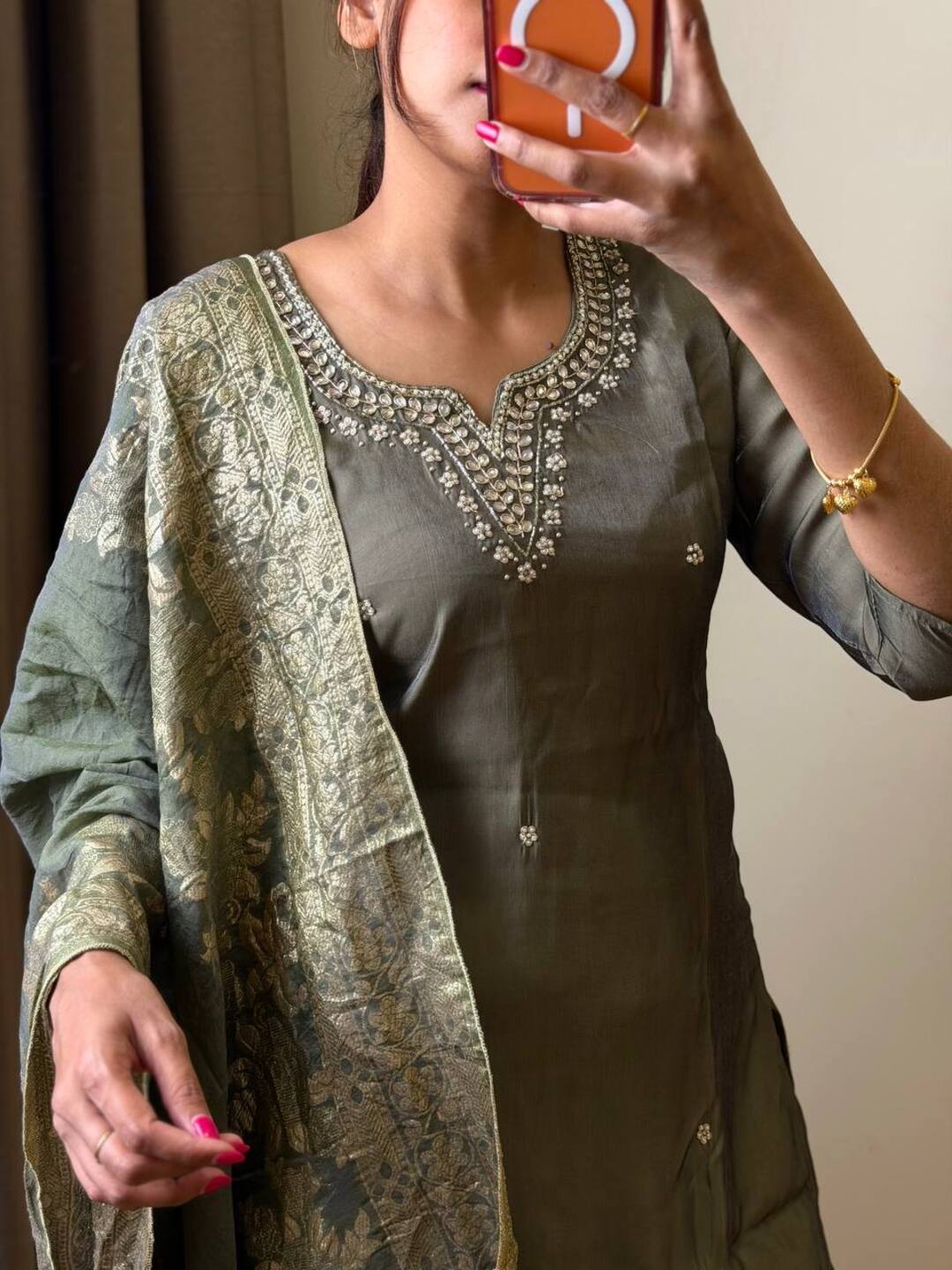 Olive Green 3pc Kurti Suit