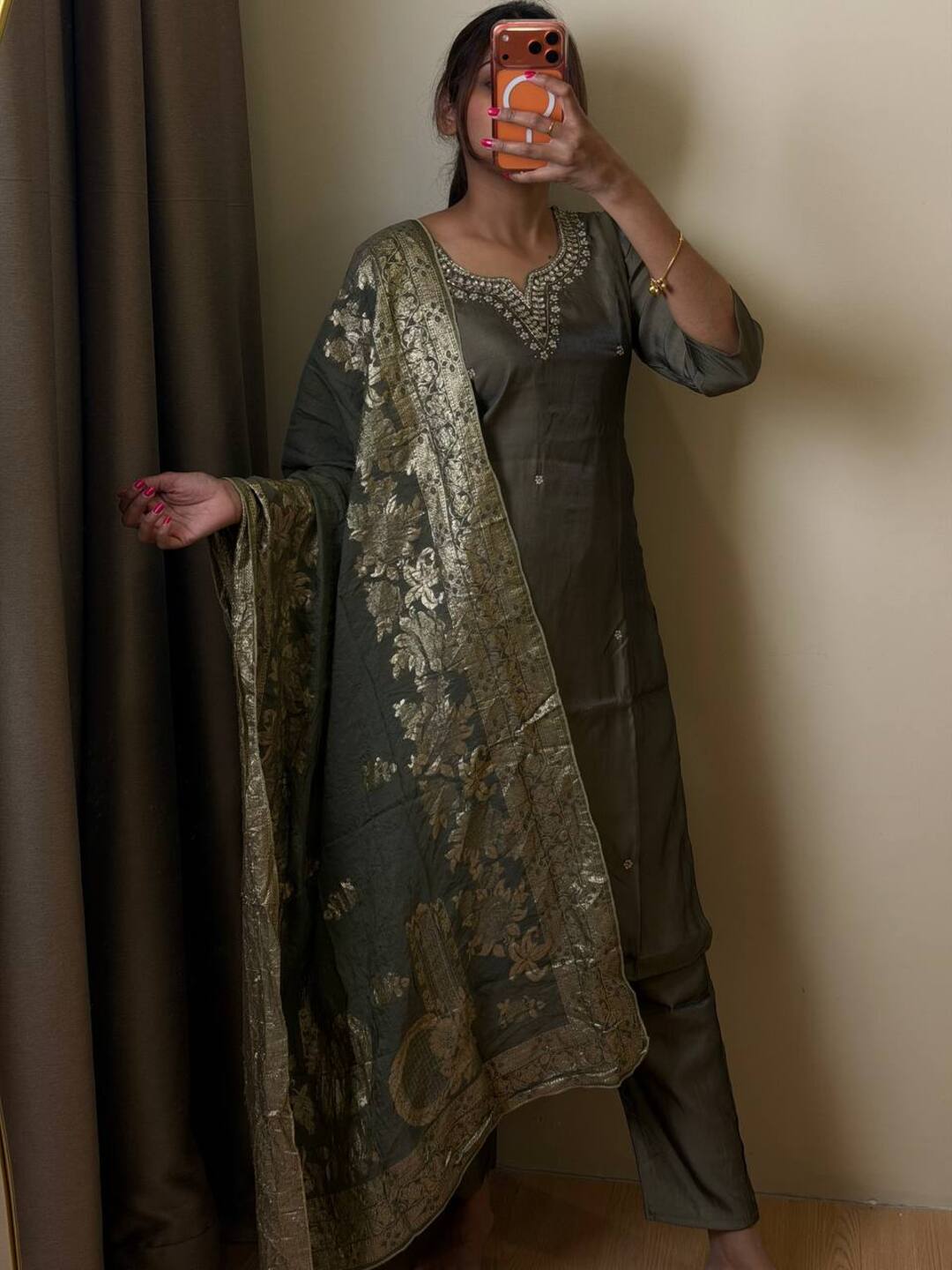 Olive Green 3pc Kurti Suit