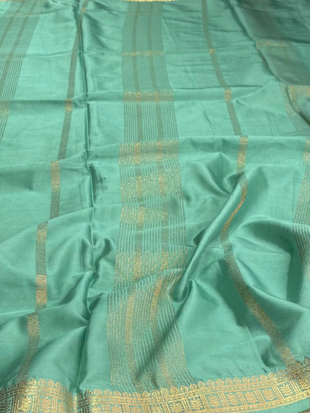 Turquoise Semi Mysore Silk Saree