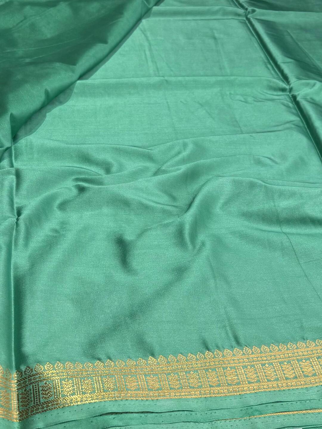 Turquoise Semi Mysore Silk Saree