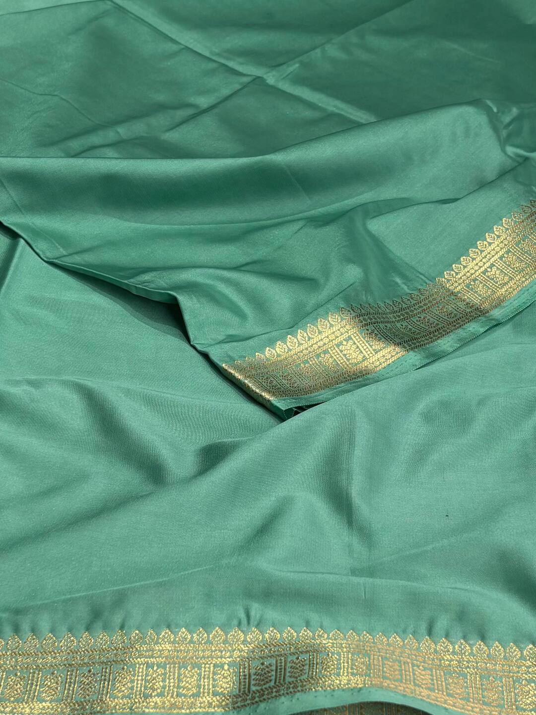 Turquoise Semi Mysore Silk Saree