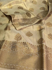 Beige Banaras Cotton Silk Saree