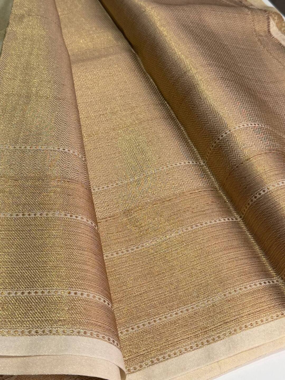 Beige Banaras Cotton Silk Saree