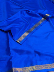 Royal Blue Semi Mysore Chiffon Saree