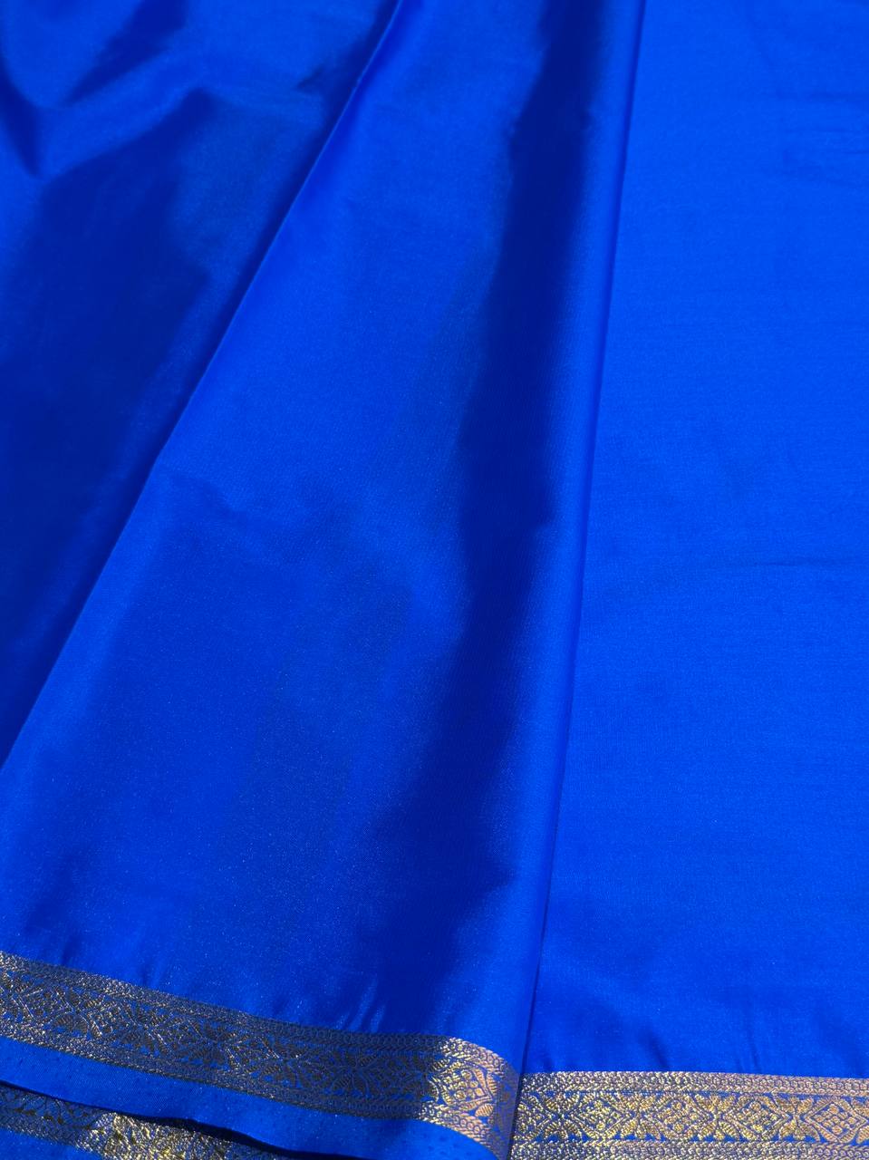 Royal Blue Semi Mysore Chiffon Saree