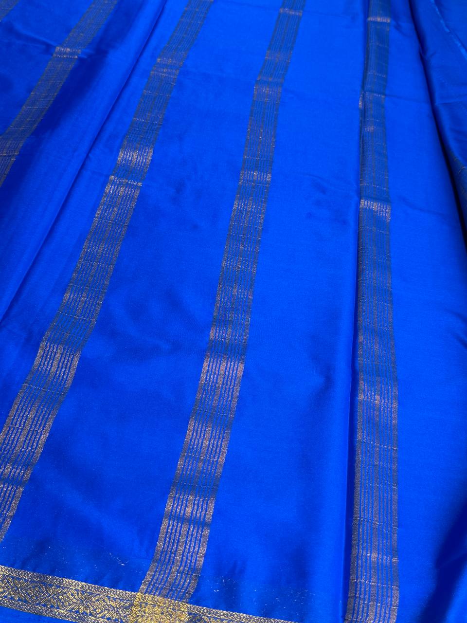Royal Blue Semi Mysore Chiffon Saree