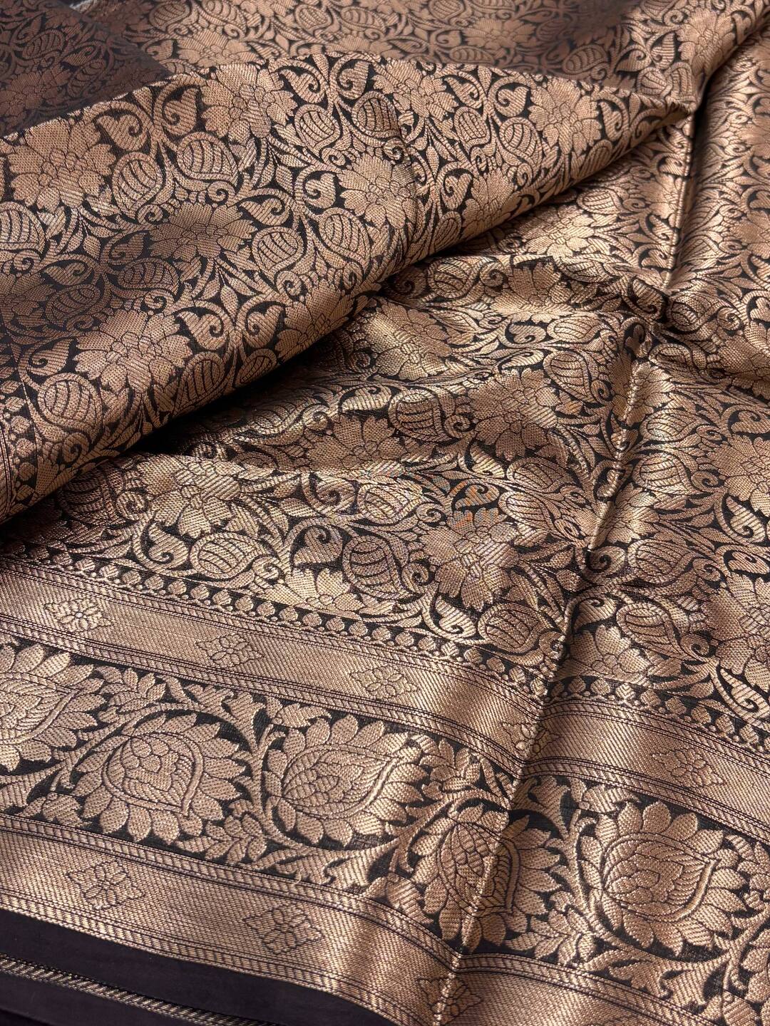 Black Copper Zari Soft Cotton Saree