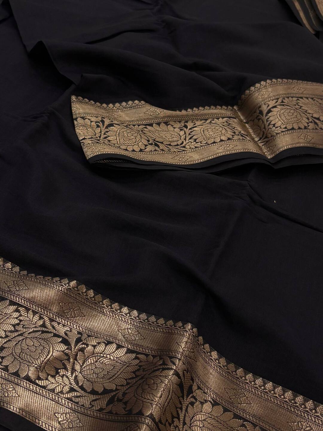 Black Copper Zari Soft Cotton Saree