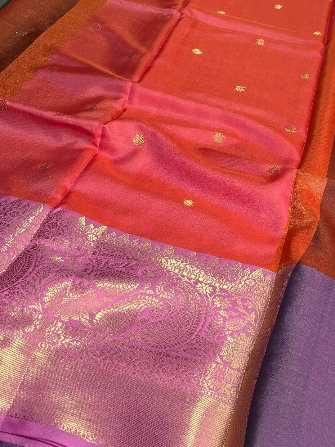 Golden Brown Banaras Cotton Silk Saree