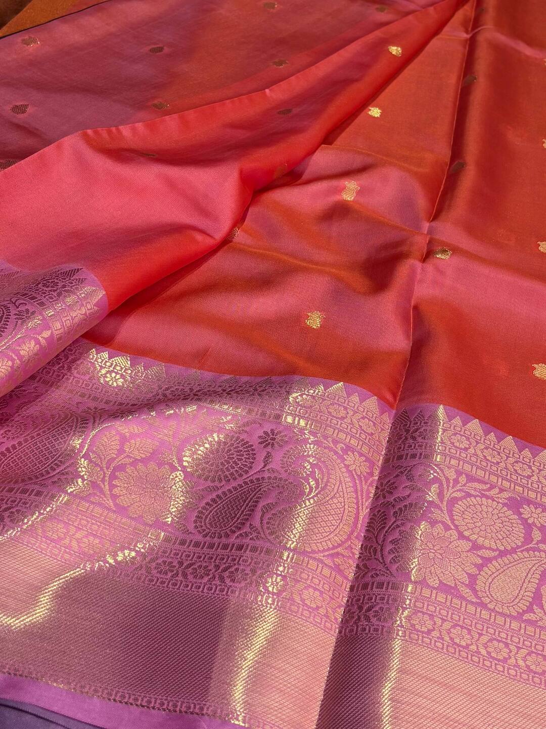 Golden Brown Banaras Cotton Silk Saree