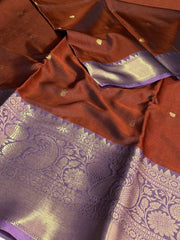Golden Brown Banaras Cotton Silk Saree