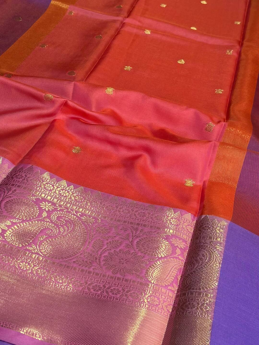 Dual Tone Purple Banaras Cotton Silk Saree