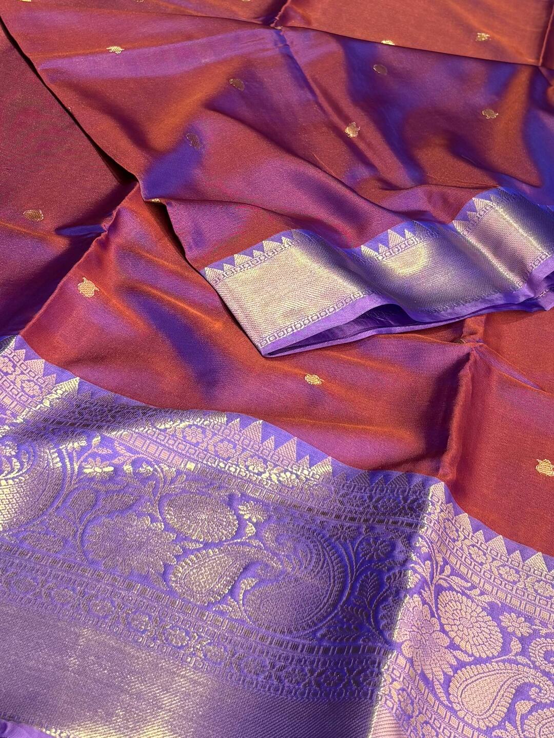 Dual Tone Purple Banaras Cotton Silk Saree