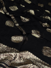 Black Floral Chiffon Saree