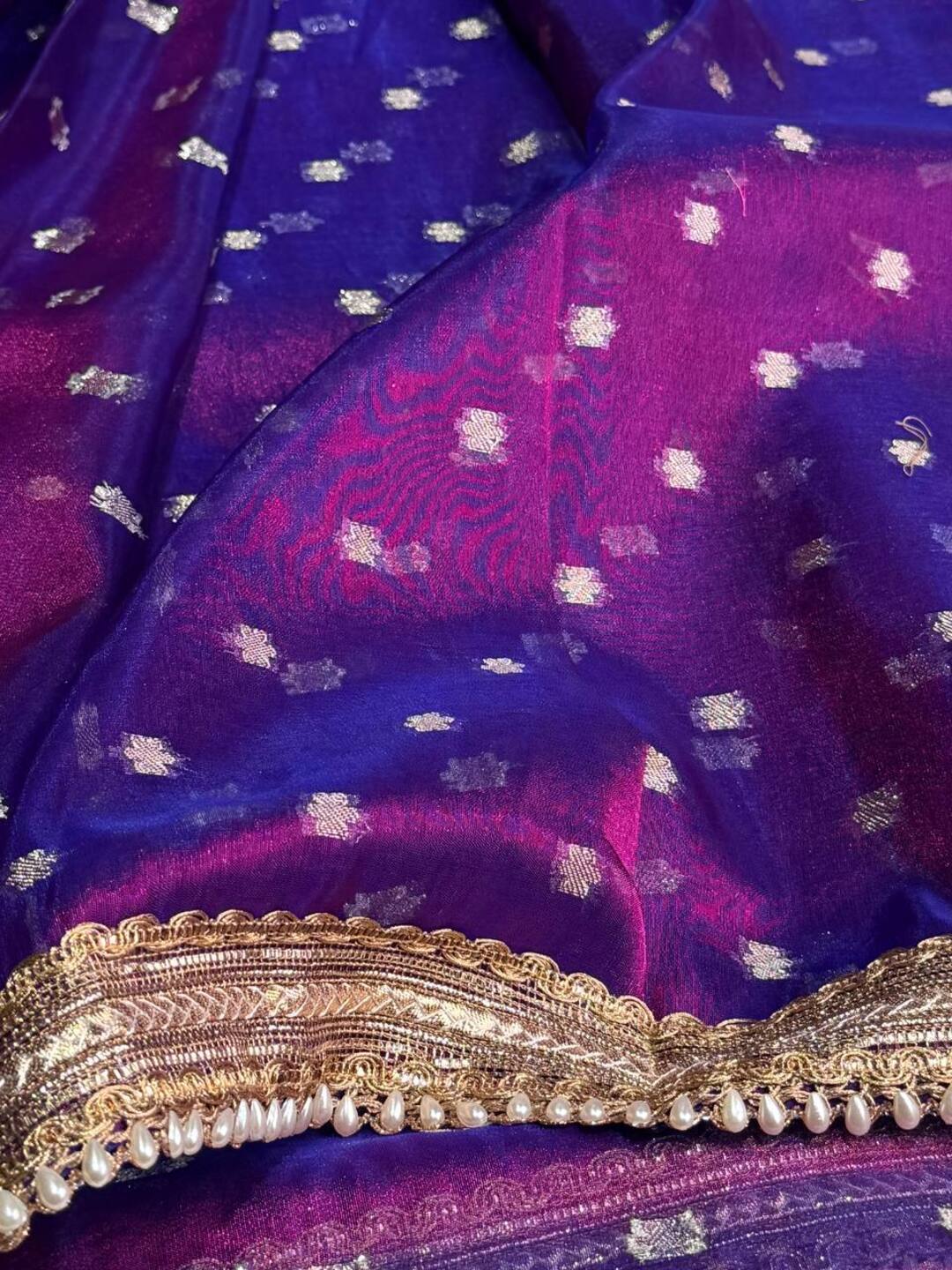 Dual Tone Purple Tissue Cotton Silk Saree