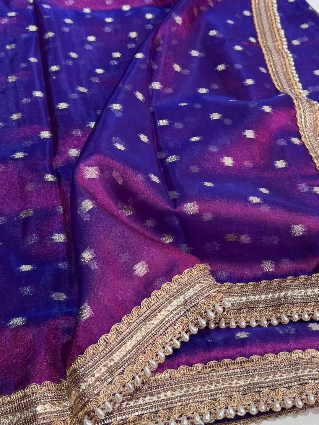 Dual Tone Purple Tissue Cotton Silk Saree