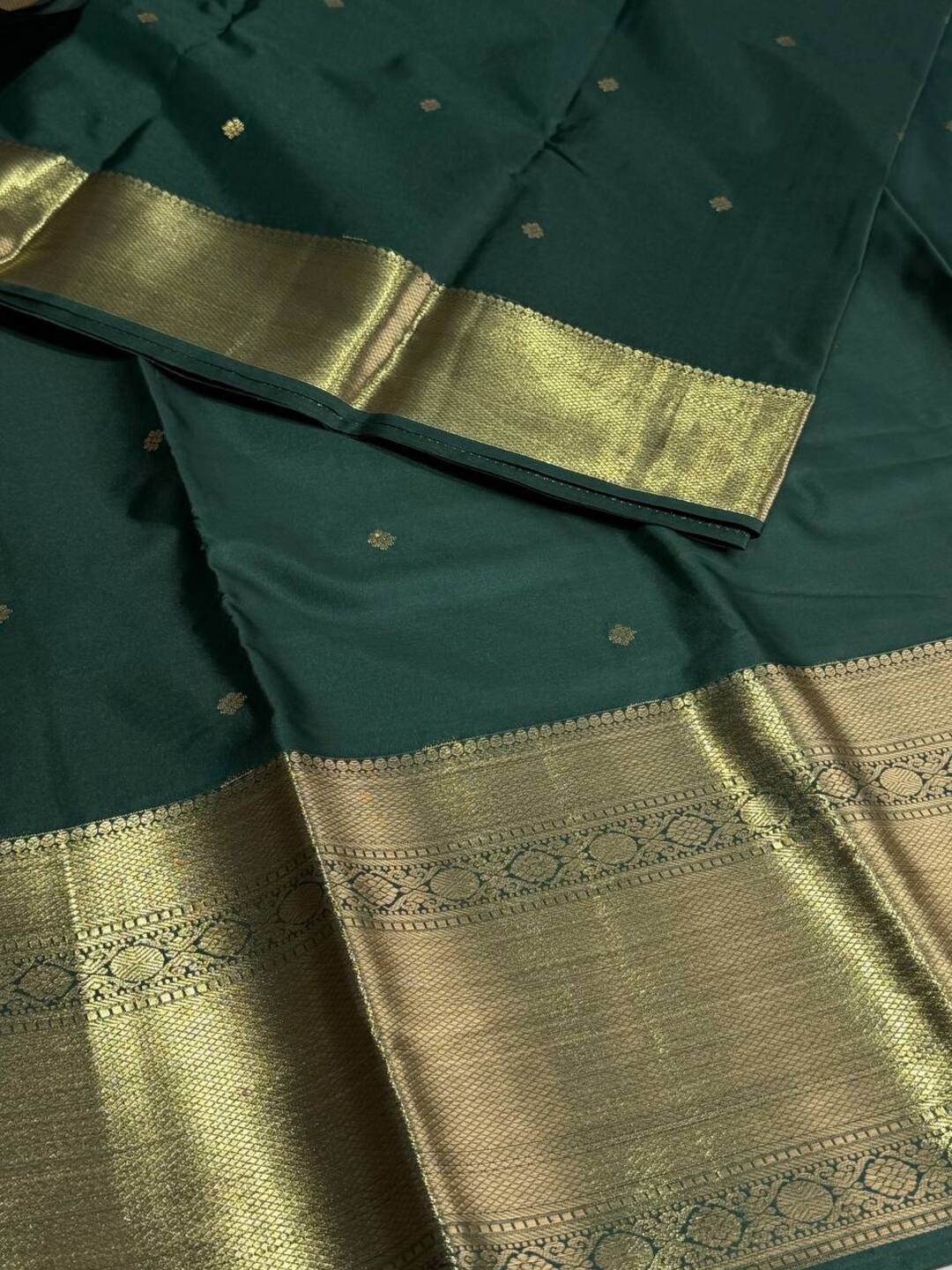 Emerald Green Semi Kanchi Silk Saree