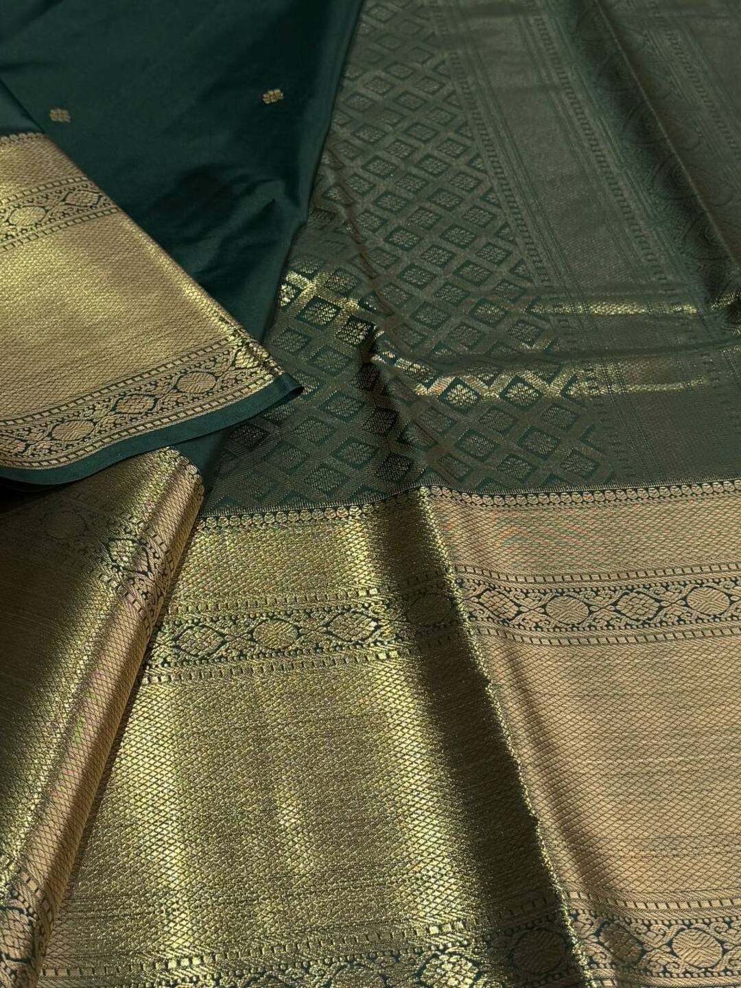 Emerald Green Semi Kanchi Silk Saree