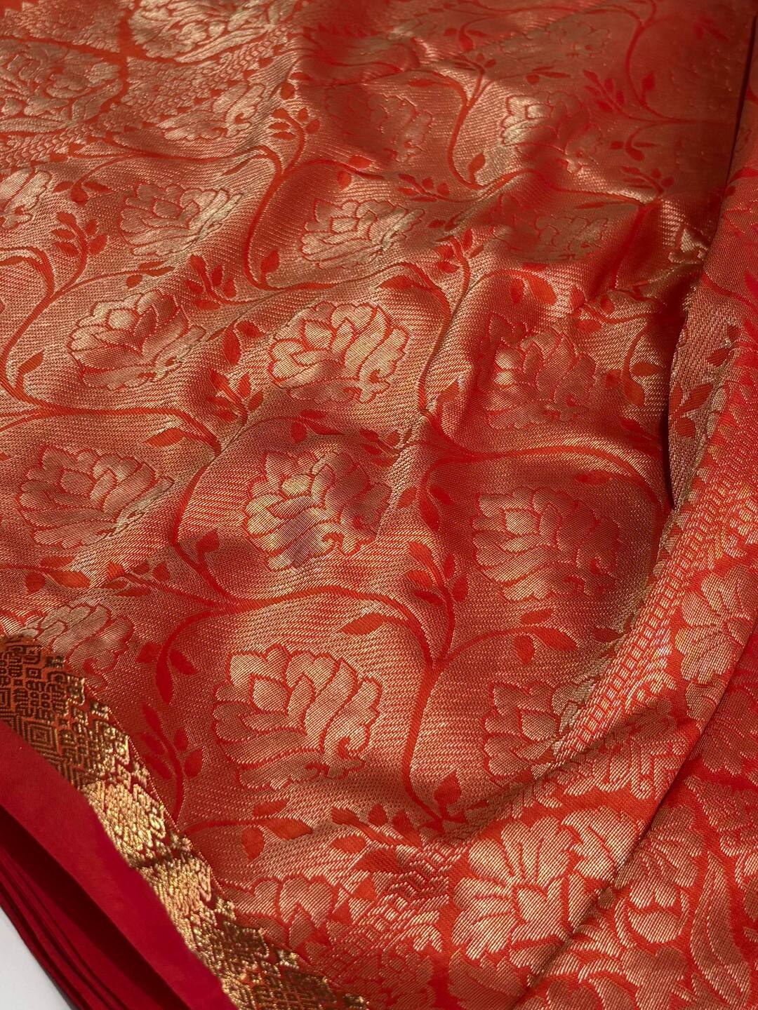Orange Cotton Silk Saree