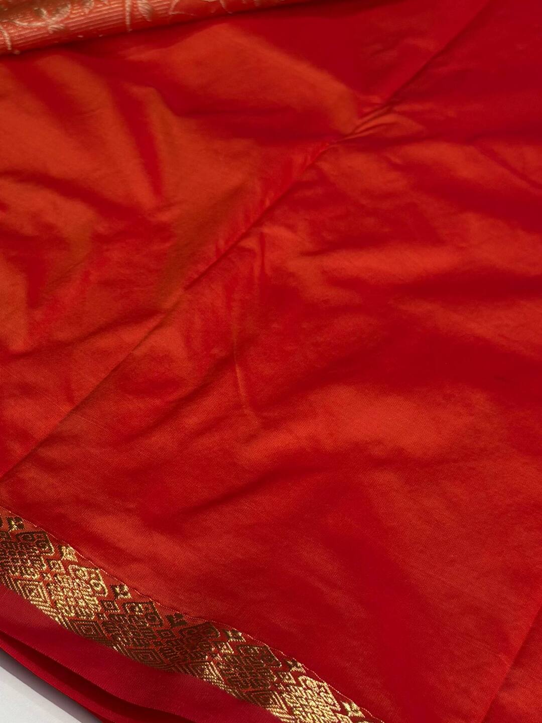 Orange Cotton Silk Saree